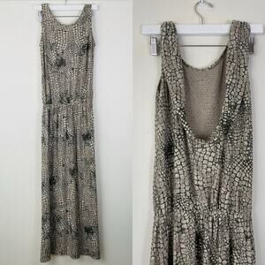 Ahimsa Women’s Snake Print Scoop Neck Backless Maxi Dress with Slit Size Medium